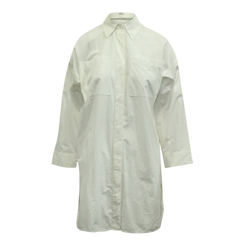 Acne Studios Oversized Shirt Dress In White Cotton